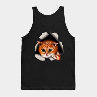 Cat peekaboo 2 - cute stowaway kitten playing peekaboo from a rip torn hole! For those who love Cute cats Tank Top